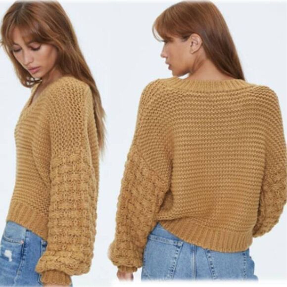 Forever 21 Womens  Sweater Chunky Cable Knit Drop Shoulder - Picture 5 of 7